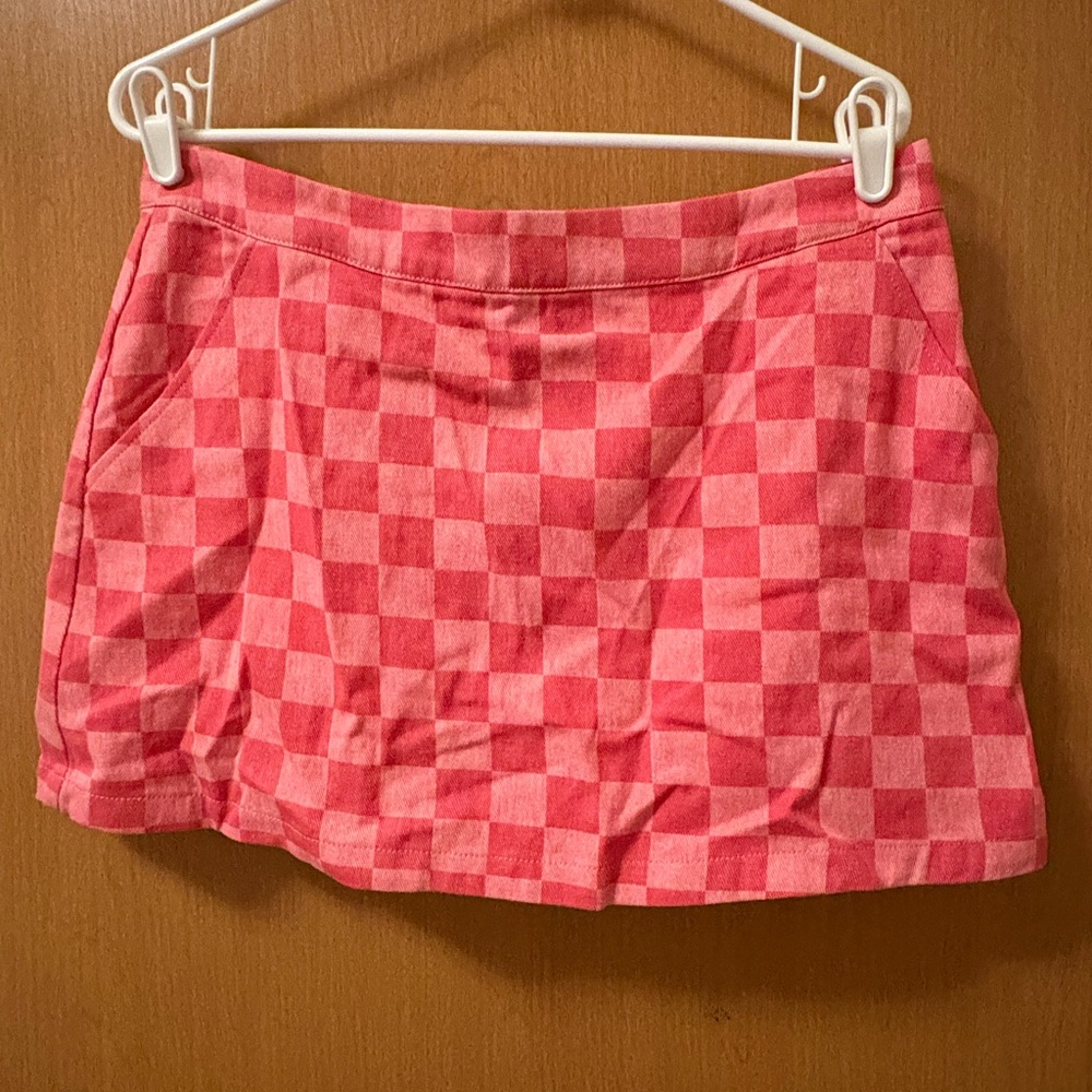 Pink Lily Checkered Skirt